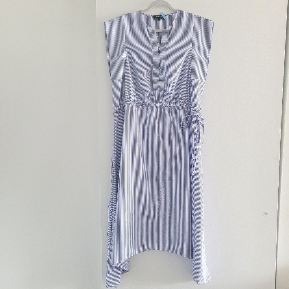 Derek Lam Blue and White Striped Midi Dress